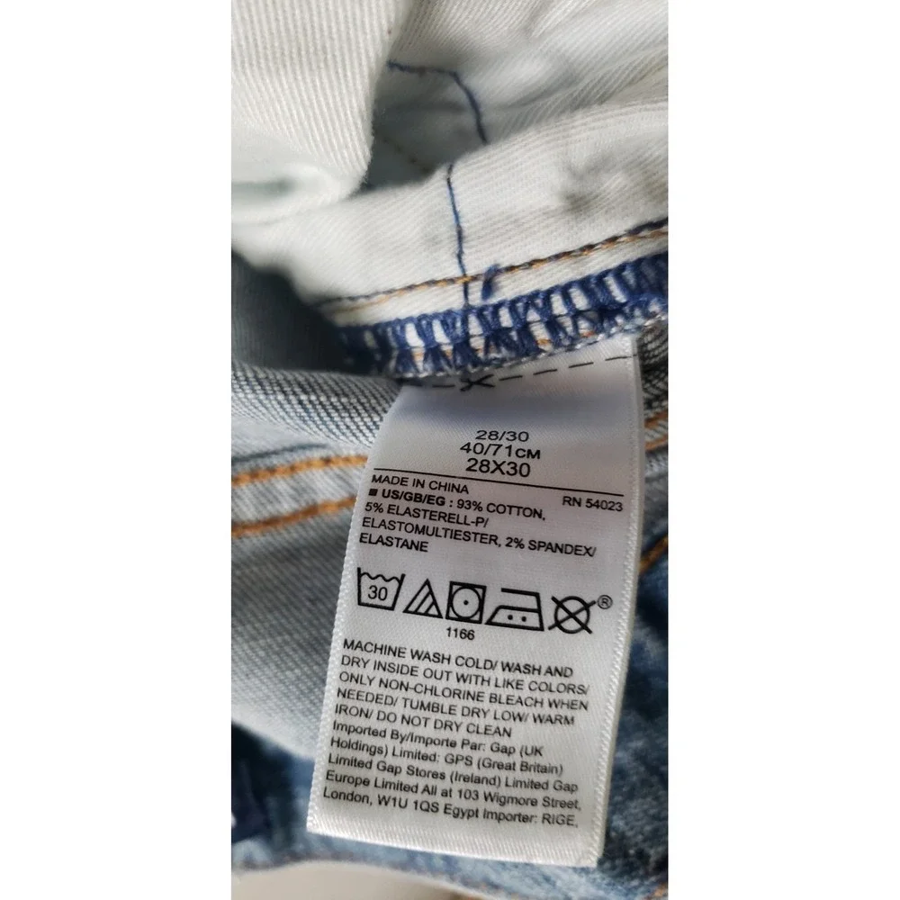 Gap Jeans Mens 28x30‎ Light Blue Vintage Wash Slim Straight Leg Preppy Denim